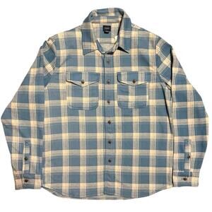 J.Crew Double-Knit Work Shirt Men Medium Plaid Blue White Shacket NWT $120 CA914